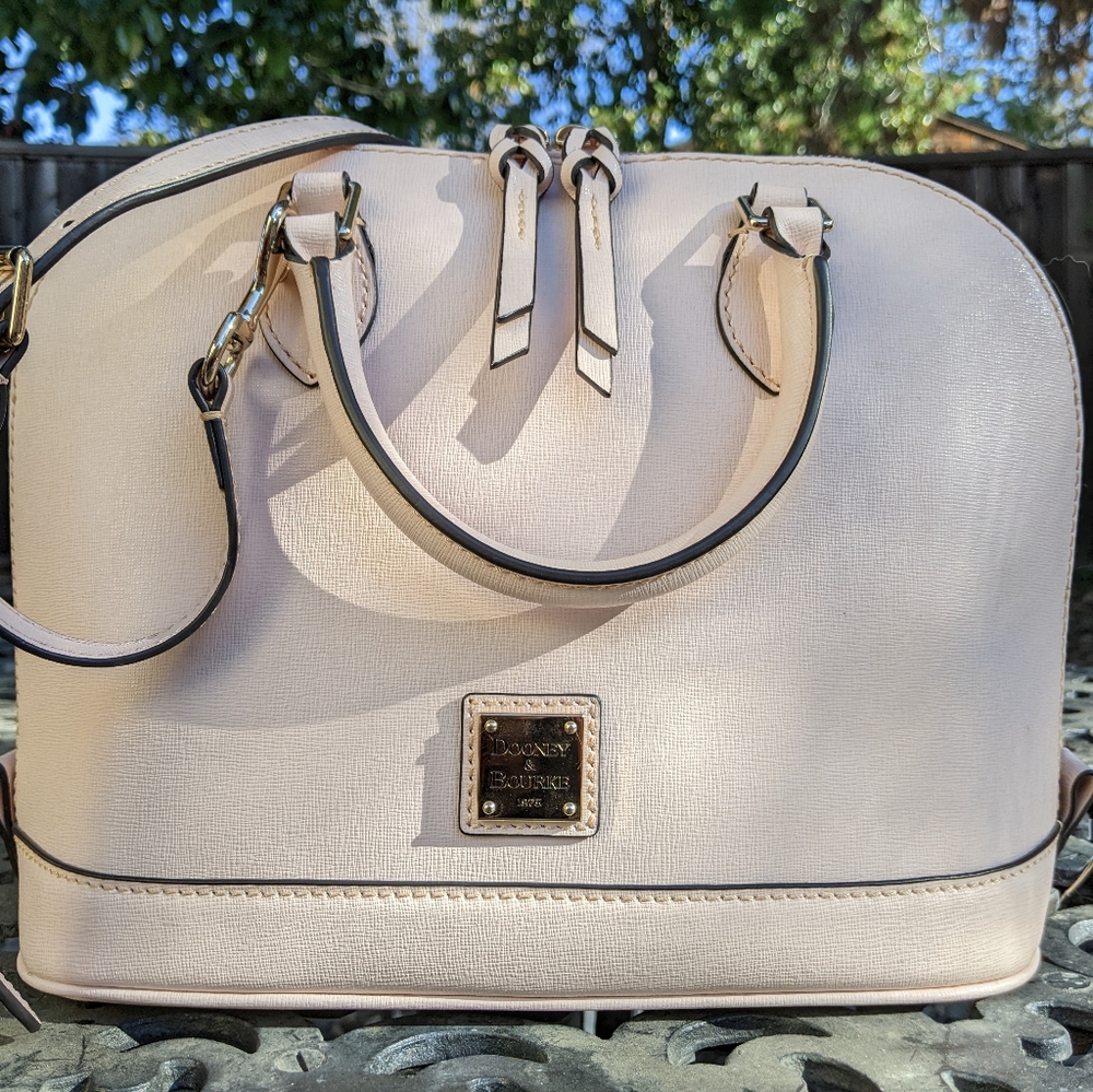 Dooney bourke saffiano leather purse zip zip satchel pale light blush pink